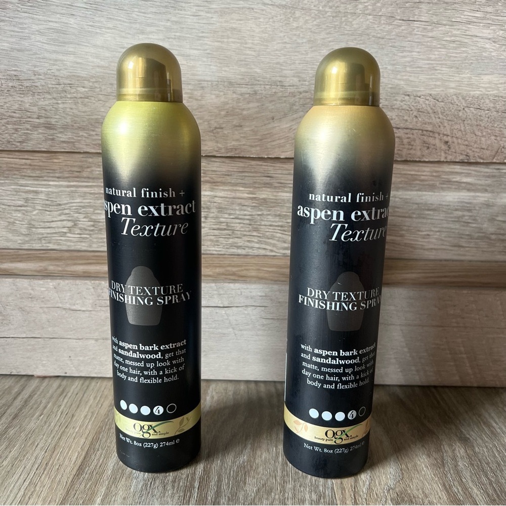 2 New - OGX Natural Finish Aspen Extract Dry Texture Hair Spray, 8 Ounce